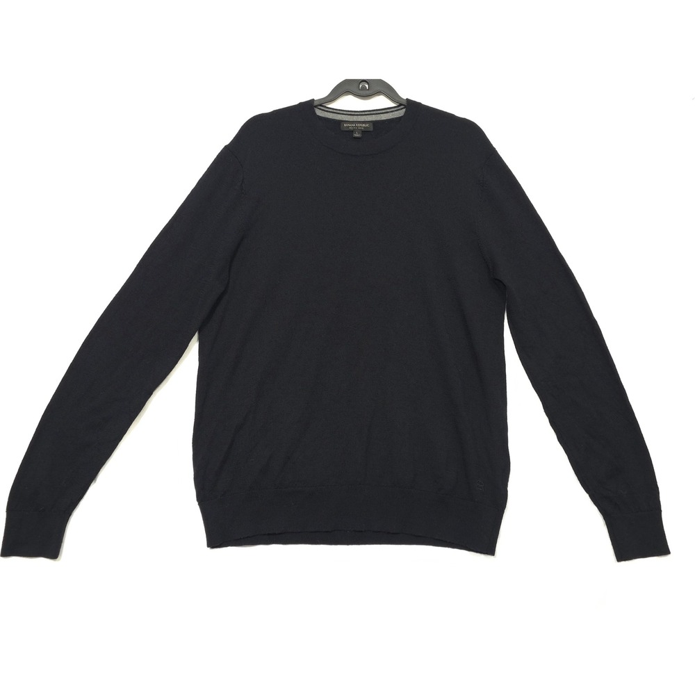Banana Republic Sweater Merino Wool Black Men L Classic Minimalist Old Money Lux